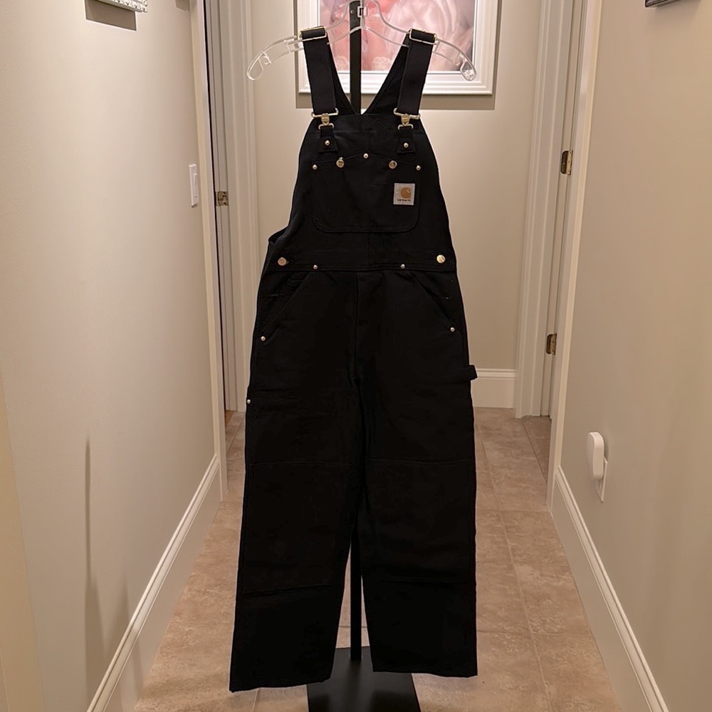 Carhartt R01 DNY Blue Canvas Duck Carpenter Bib Overalls Men’s 30X28